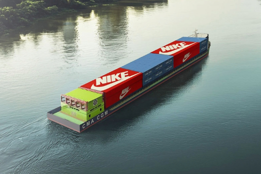 CMA CGM Orders Electric Inland Container Barge for Nike Shipments