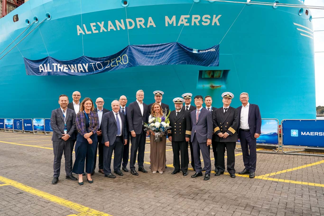 Maersk Christens New Methanol-Fuelled Boxship at Felixstowe