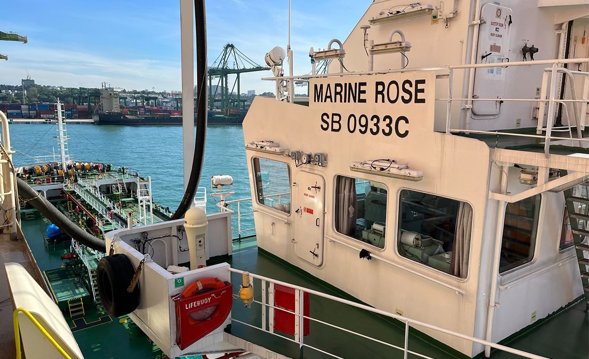 ONE Boxship Takes on Biofuel Bunkers From Chevron in Singapore