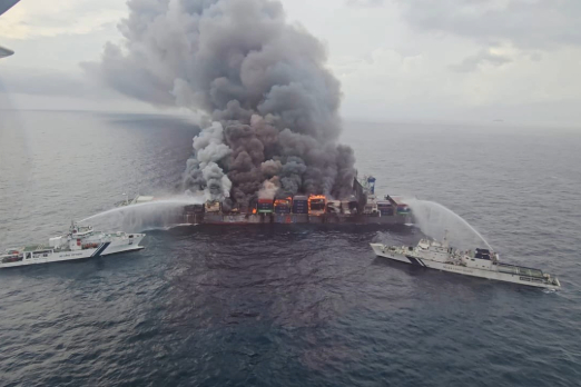 Four Crew Members Still Missing After Boxship Fire Off Southern India