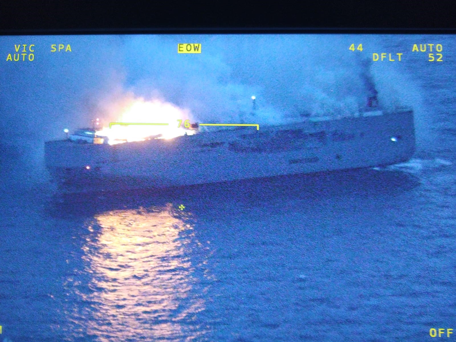 Vehicle Carrier on Fire Off Coast of Netherlands